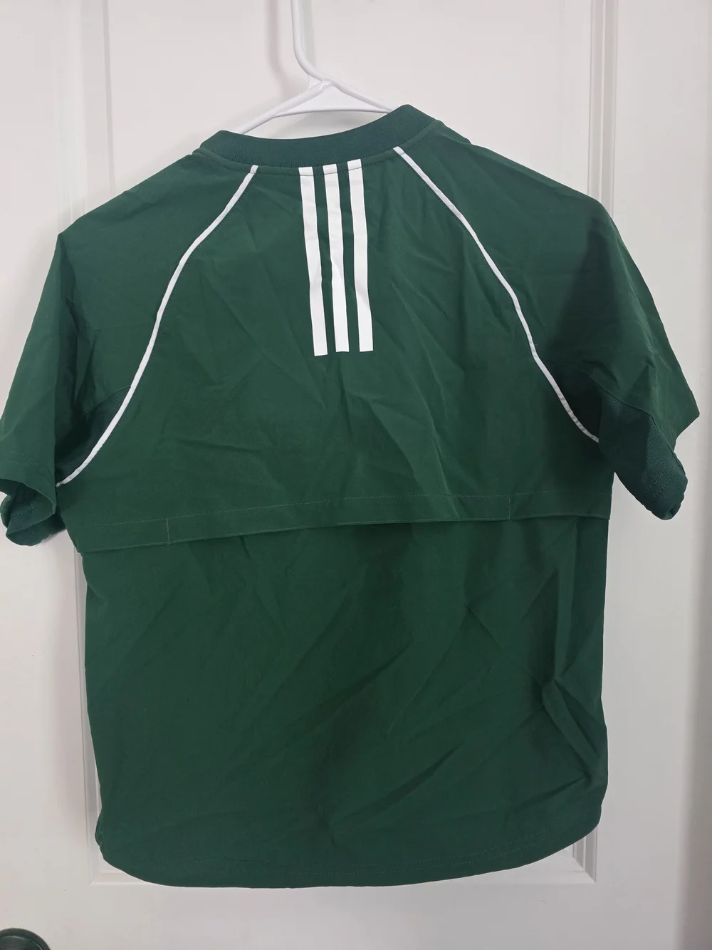 adidas Green Short-Sleeve Performance Tee with White Piping
